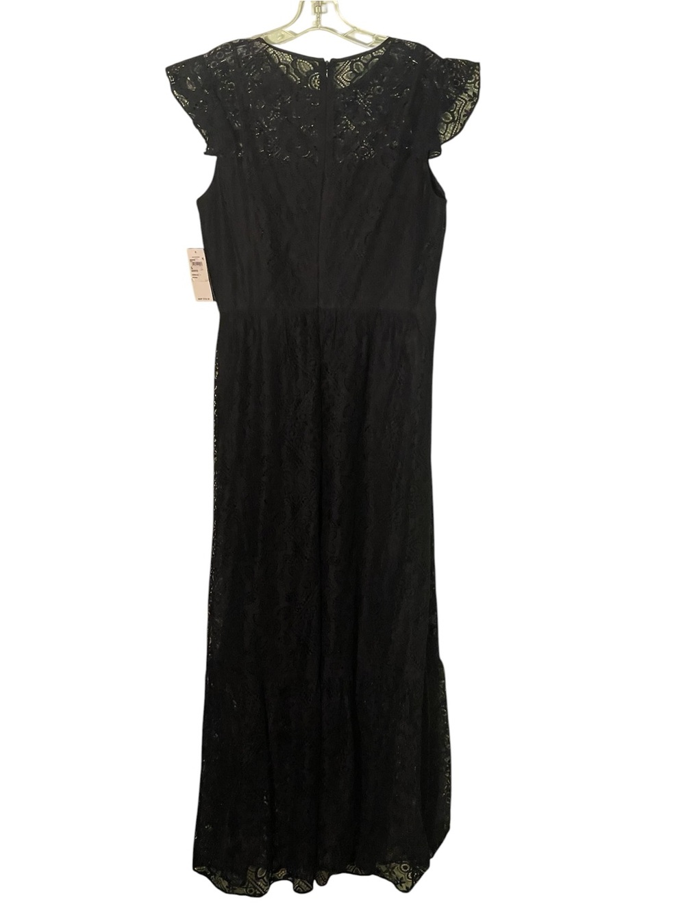 NWT-Lauren Ralph Lauren black lace maxi with flutter sleeves. Size 12. - Picture 3 of 10